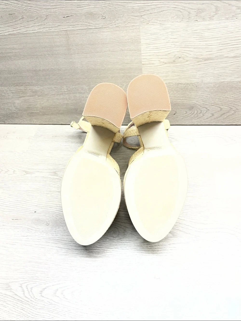 Steve Madden Beige Woven Platform Block Heel Sandals #1559
